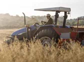 tractor sunset
